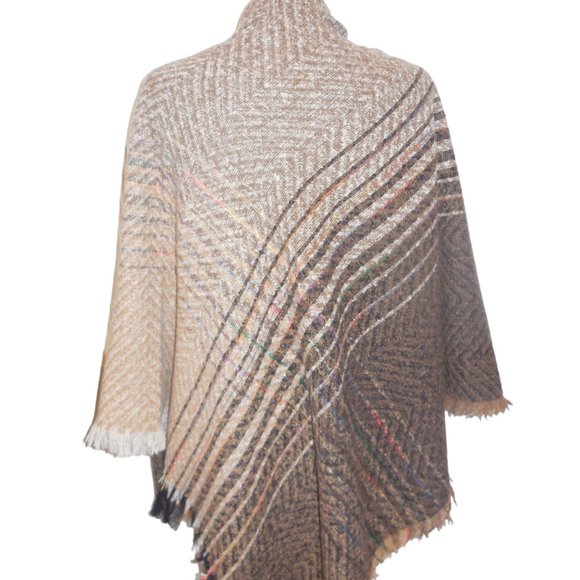 Large Square Shawl 52" x 52" NEW Brown Blanket Pashmina Shoulder Wrap - Picture 2 of 9